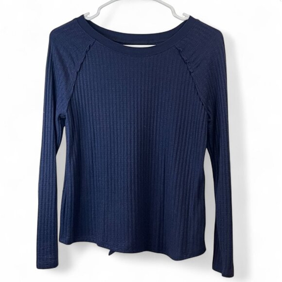 Art Class Blue Long-Sleeve Ribbed Knit Crew Neck Girls Top - Picture 1 of 9